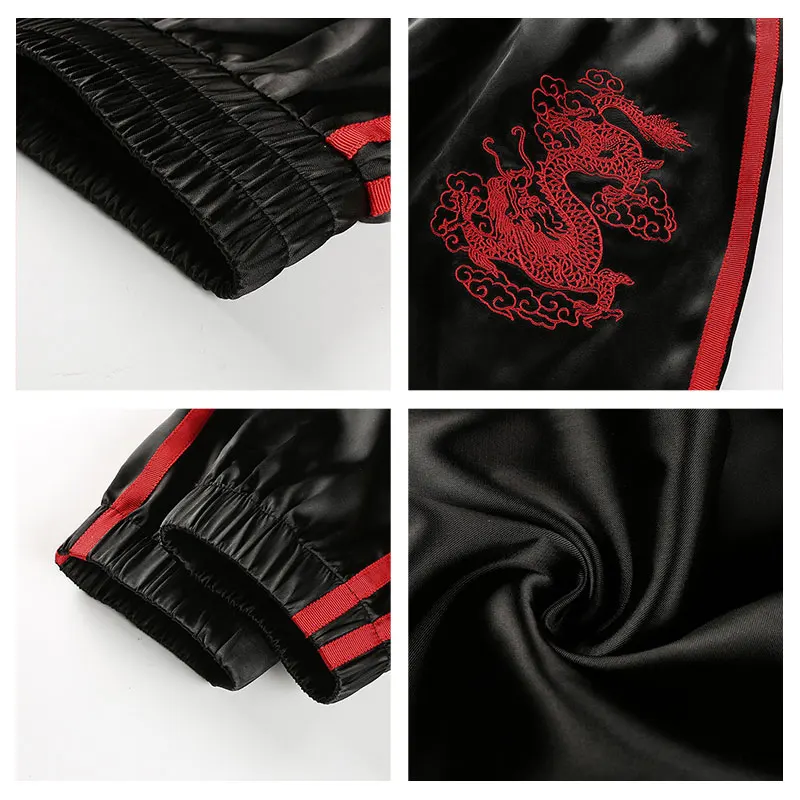 Женские модные черные длинные штаны с вышивкой повседневные спортивные в стиле