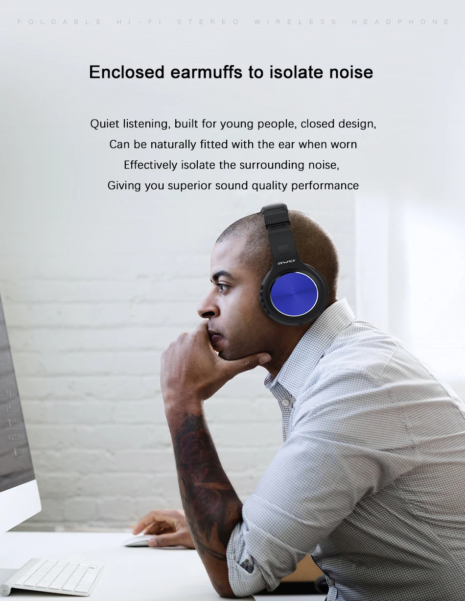 AWEI A600BL складывающиеся стерео bluetooth-наушники, Беспроводные спортивные наушники с шумоподавлением, гарнитура с микрофоном, наушники