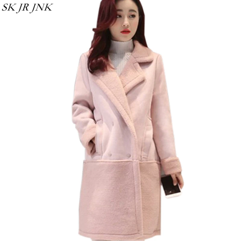 2017 женское осенне-зимнее шерстяное пальто повседневное из овечьей шерсти модная