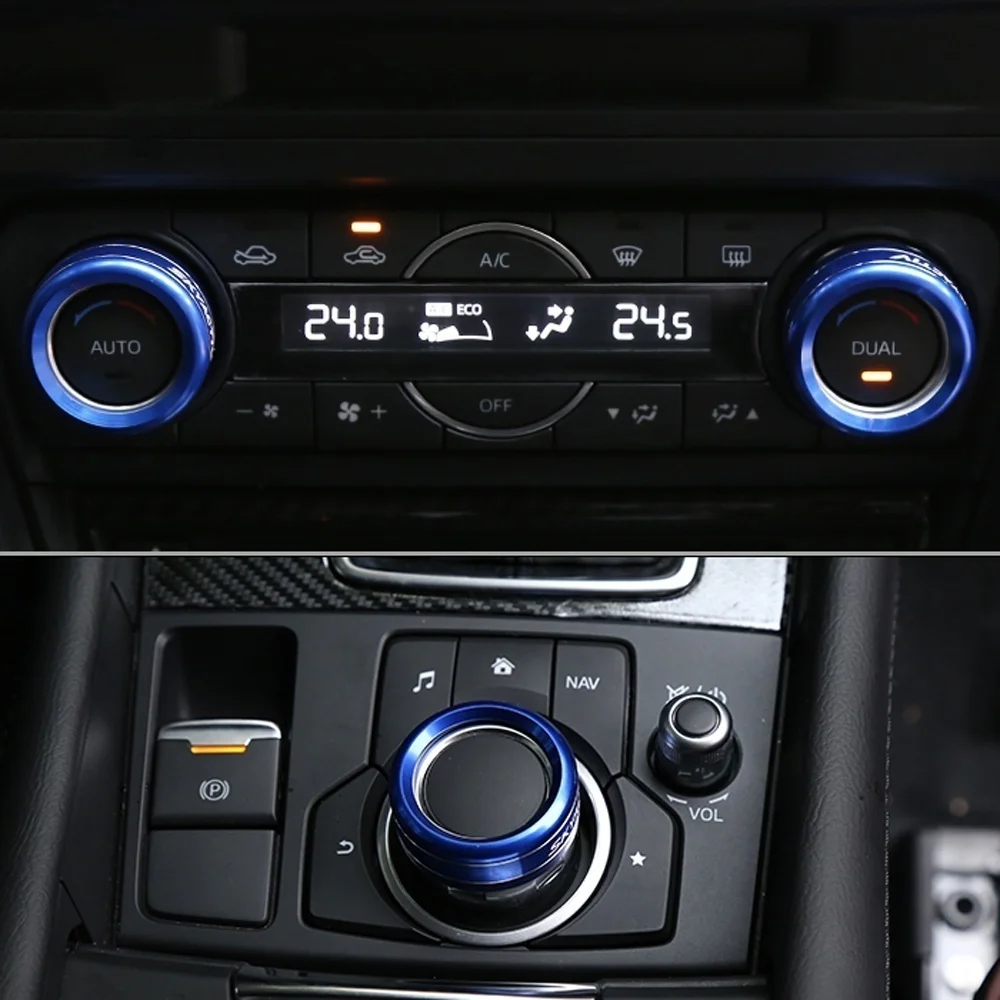 blue Для Mazda 3 CX-5 Mazda Cx5 Atenza Axela авто аксессуары алюминиевые украшения интерьера автомобиля кольцо кондиционера - Название цвета: blue
