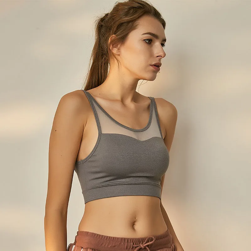 Спортивный бюстгальтер женский дышащий сетчатый с чашками пуш-ап | Спорт и
