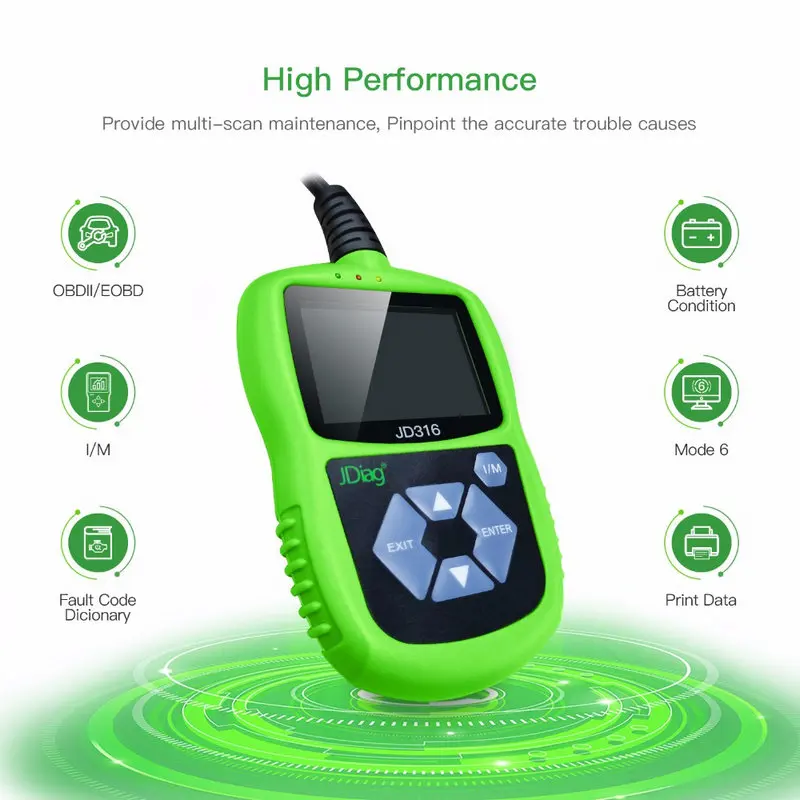 Новейший JDiag JD316 OBD2 автомобильный считыватель кодов неисправностей двигателя ODB2 автоматический сканер считывание четких кодов неисправностей Поддержка CAN K-line