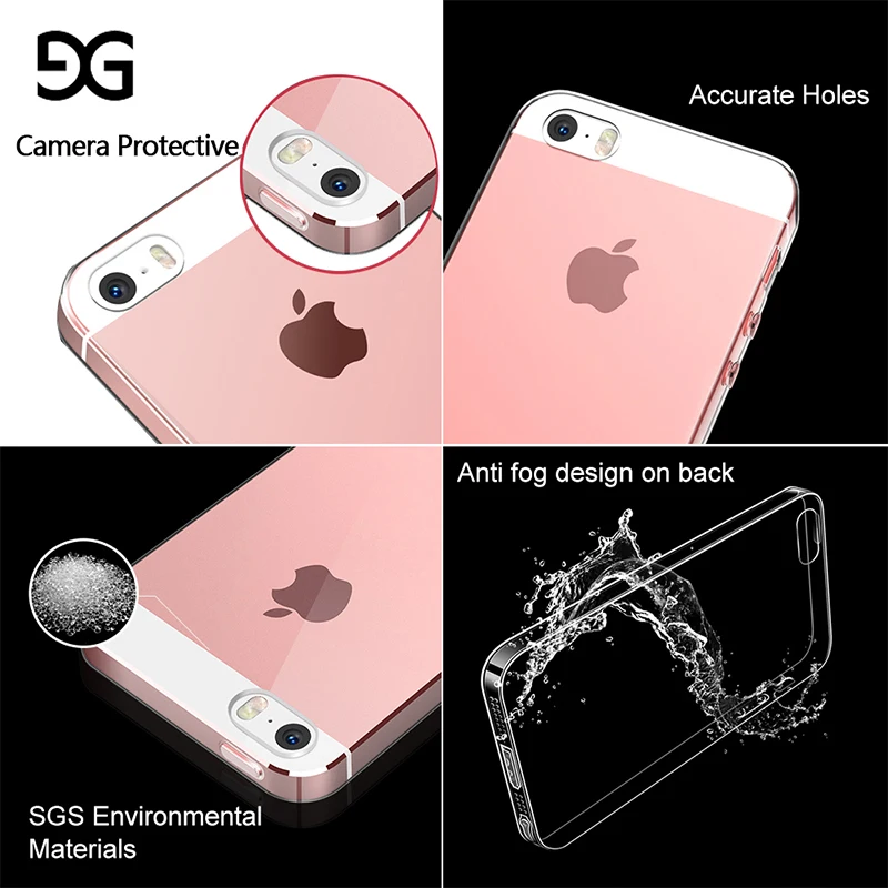 Прозрачные чехлы для телефонов GUSGU мягкий прозрачный чехол iPhone 5s оболочка 5se