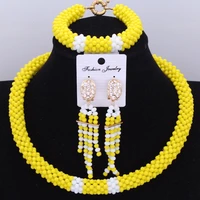 dudo nigerian wedding african crystal beads jewelry set 2 colors transparent opaque bridal necklace set handmade jewellery set