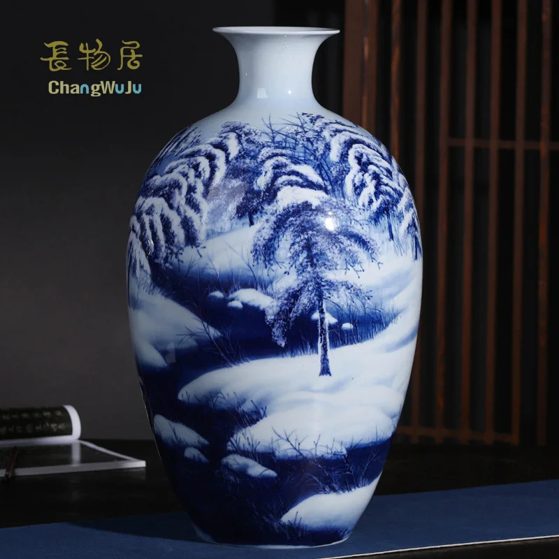 Changwuju в Цзиндэчжэнь синяя и белая ваза большого размера окрашенная Huangzhong