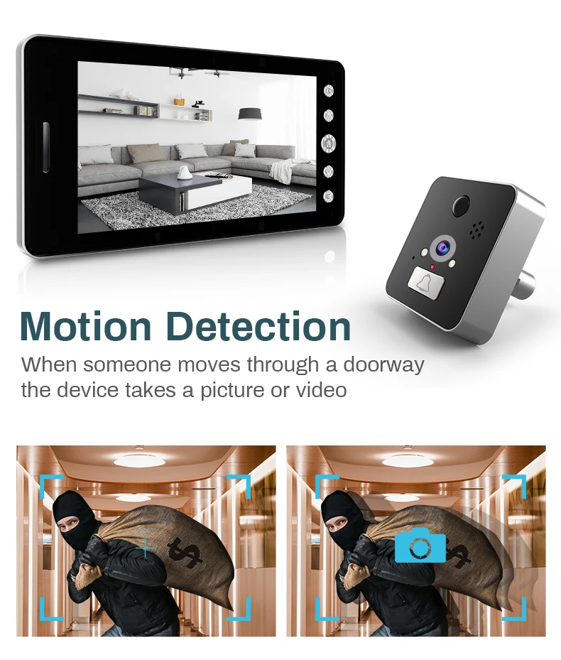 Doorbell Camera 5 inch wifi Video Eyes Digital Peephole Wireless Doorbell Wi-fi Phone Ring Door Bell APP Alarm Video Intercom