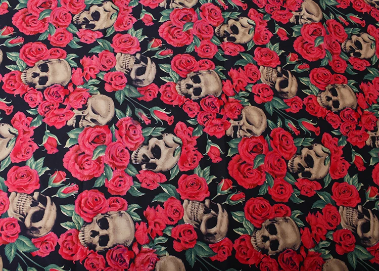 100х14 0 см/39 &quotx 55&quot Роза череп эластичный Поплин Ткань|sewing cloth|fabric diypoplin fabric |
