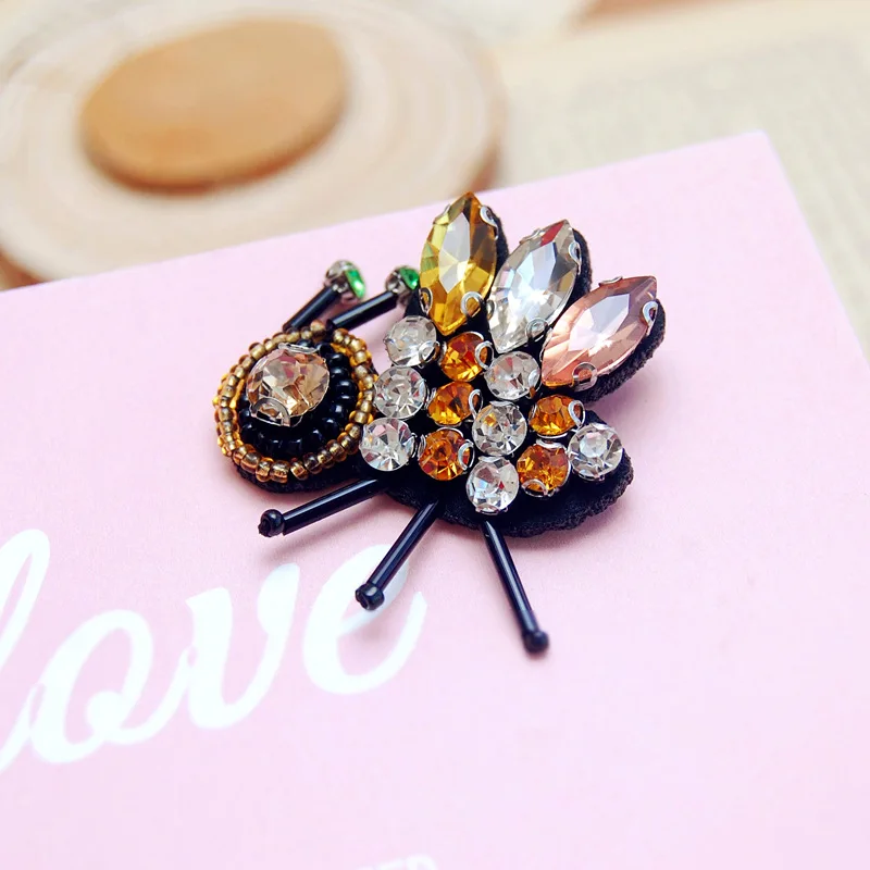 Винтажные Броши ручной работы из бисера драгоценных камней кристаллов пчелы