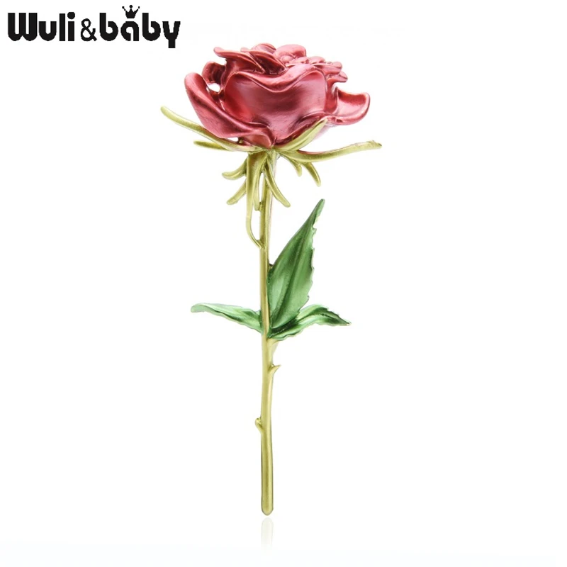 Wuli & baby брошь в виде Медь Броши с розами Для женщин эмаль на торжество и свадьбу