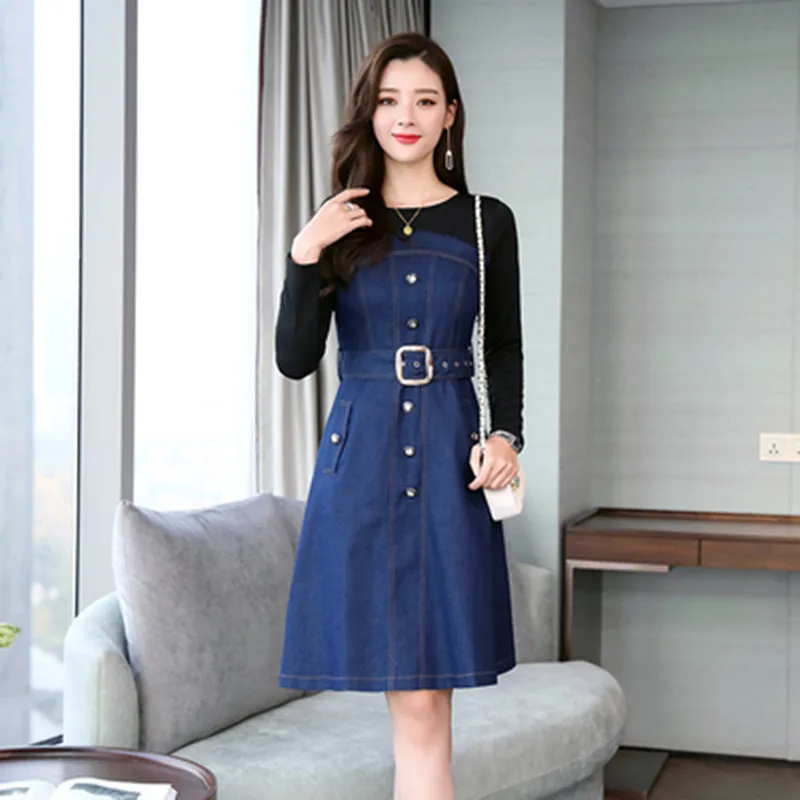 Новые летние стильные женские платья размера плюс модное джинсовое платье с