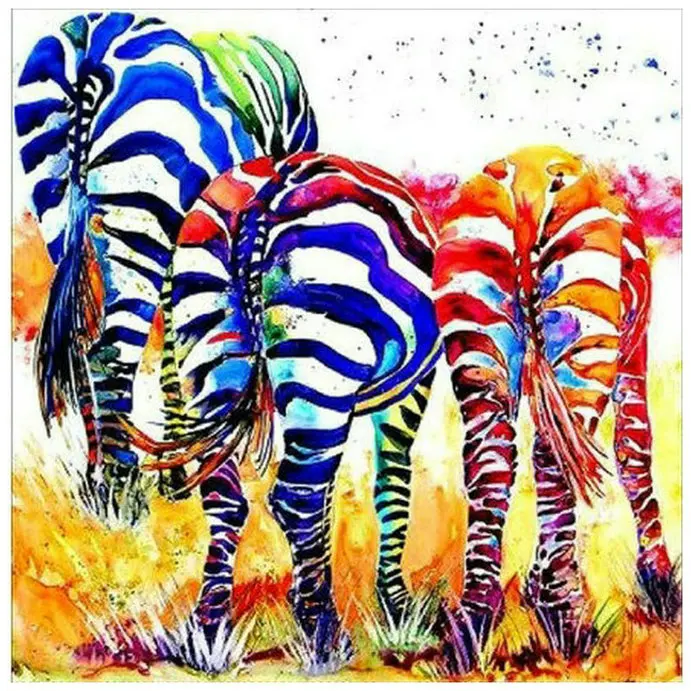 Разноцветные зебры картина