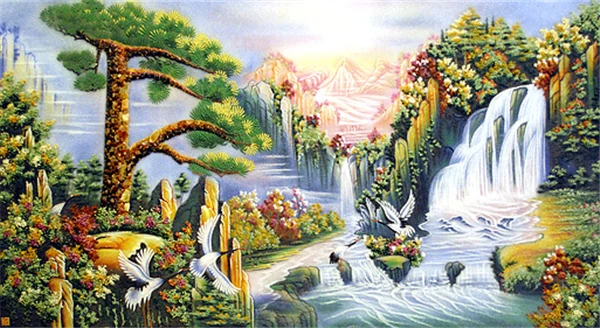 DIY Mosaic Diamond Painting Cross Stitch kits waterfall full Resin round Diamonds Embroidery needlework Home Decor yx3368 | Дом и сад