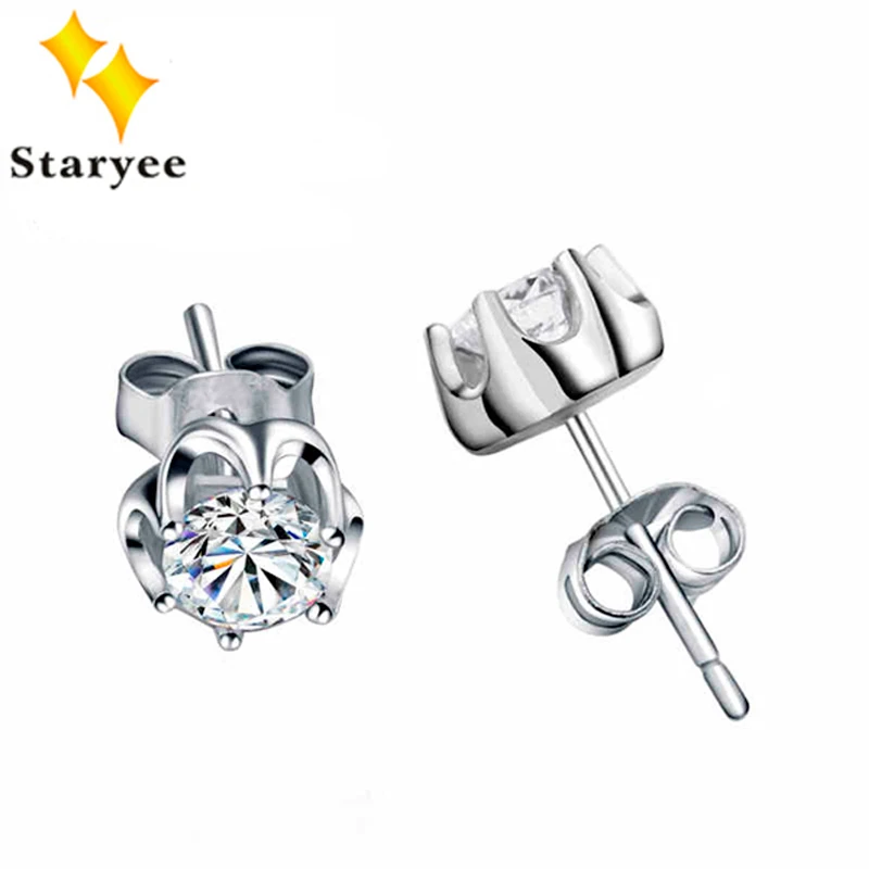 Серьги с драгоценным камнем Moissanite для женщин сертифицированные Круглые