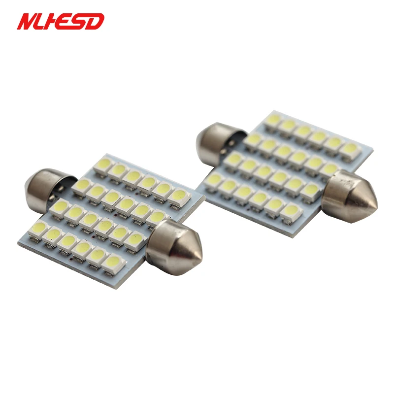 100 шт. Белый купол Festoon светильник c5w C10W автомобильный led 3528 1210 24 SMD 41 мм авто двери