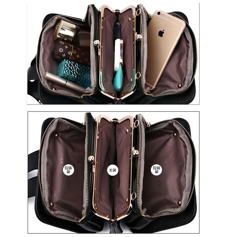 Женская маленькая сумка чехол с цепочкой вместительная Кроссбоди 3 карманами для