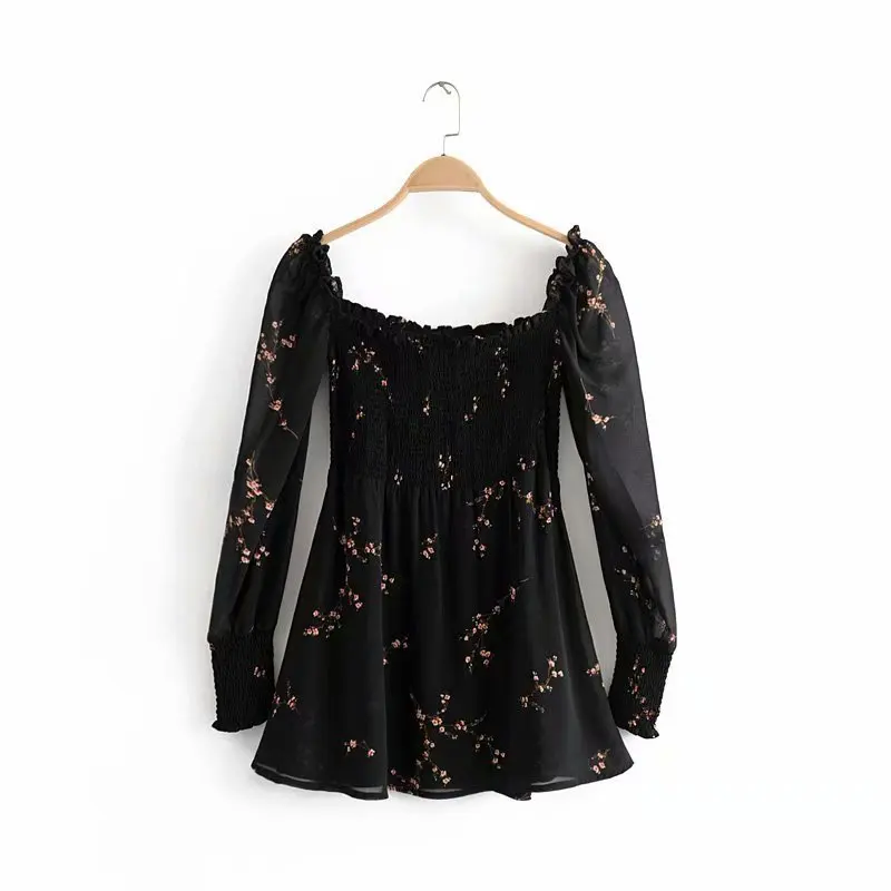 Новое женское элегантное стильное черное кружевное платье с принтом эластичный