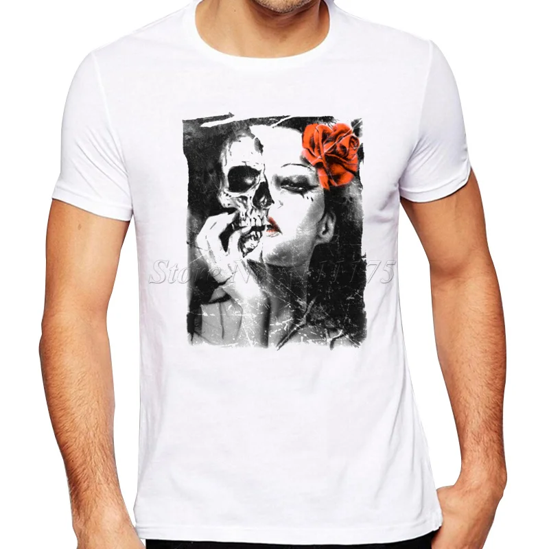 Мужская летняя футболка в стиле ретро с принтом черепа стильные дизайнерские