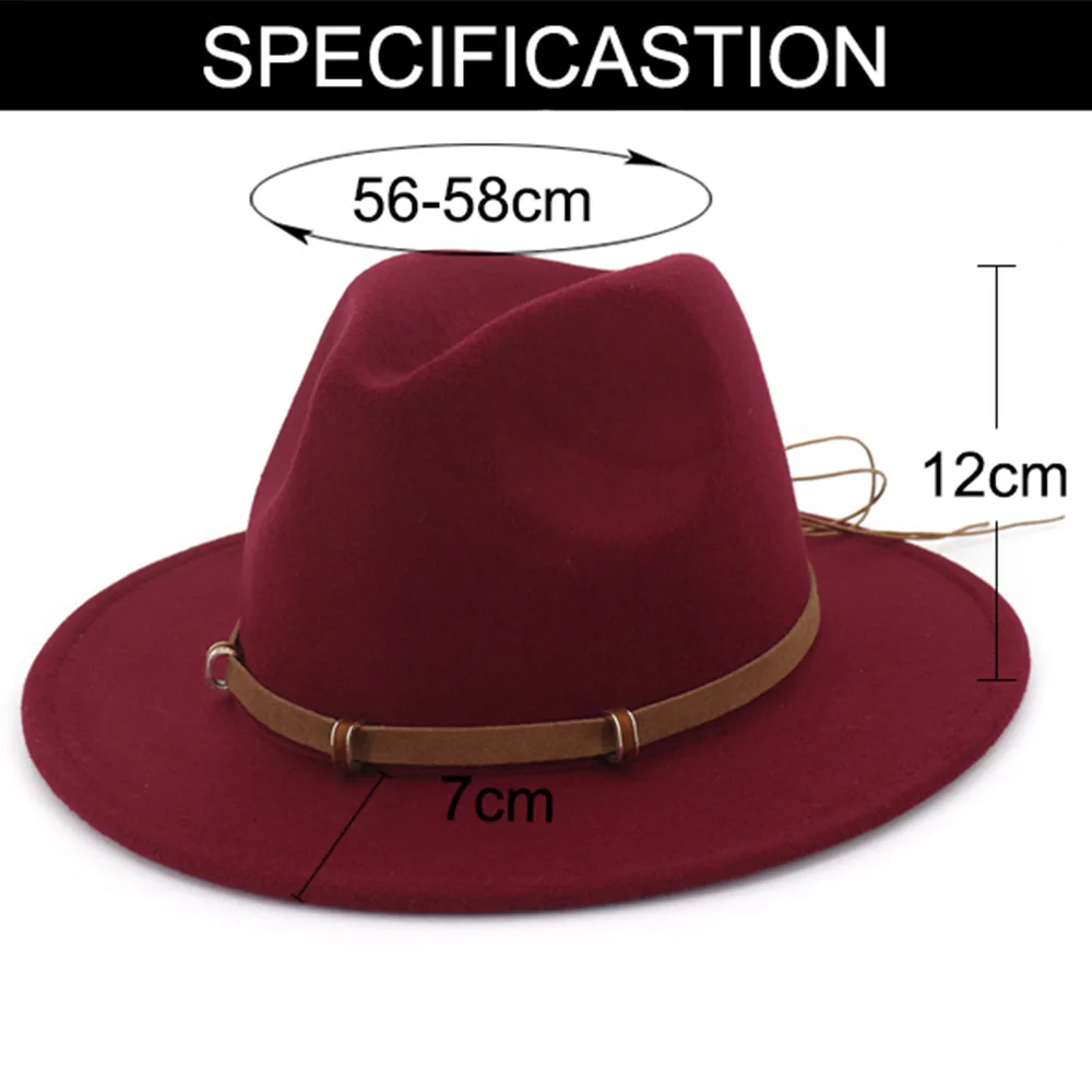 Женская винтажная фетровая шляпа FS элегантная с широкими полями и кожаным