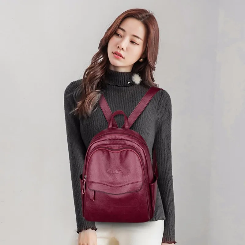 Женские кожаные рюкзаки, высокое качество, Sac A Dos Femme, женский рюкзак, Роскошный дизайнерский рюкзак, брендовый Повседневный Рюкзак