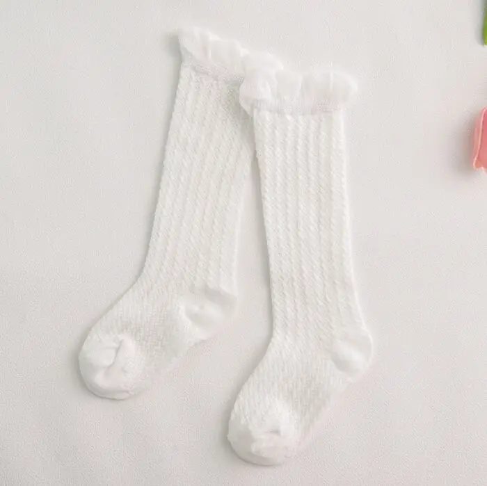 Socks White Носки для девочек, детские сетчатые стильные носки для малышей с модными эластичными кружевными цветами, новые летние гольфы, акция - Цвет: Socks White