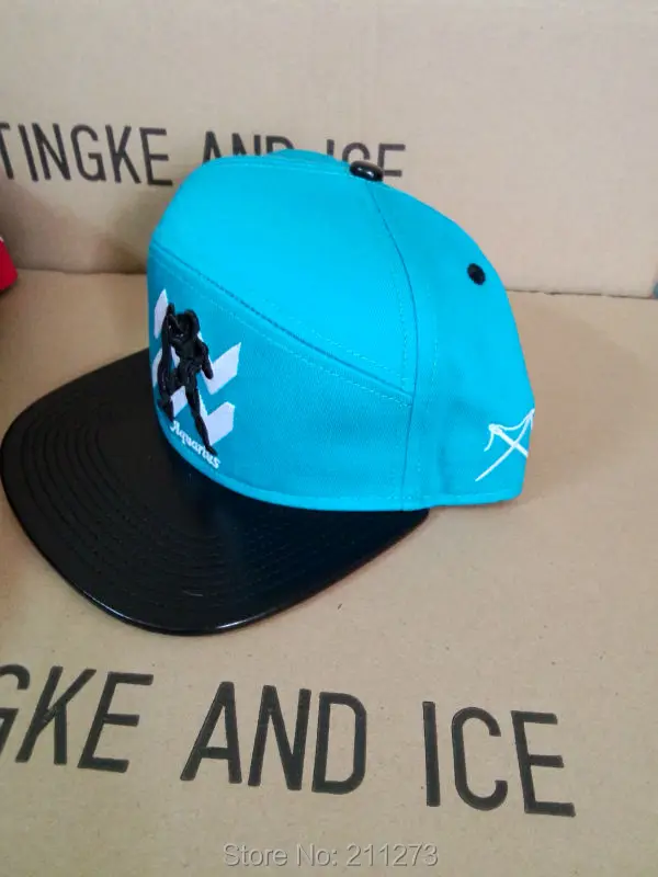 Розничная, гибридная Кепка snapback, речной синий, Водолей,, snapbacks, 3D вышивка, квадратные полями, высокое качество