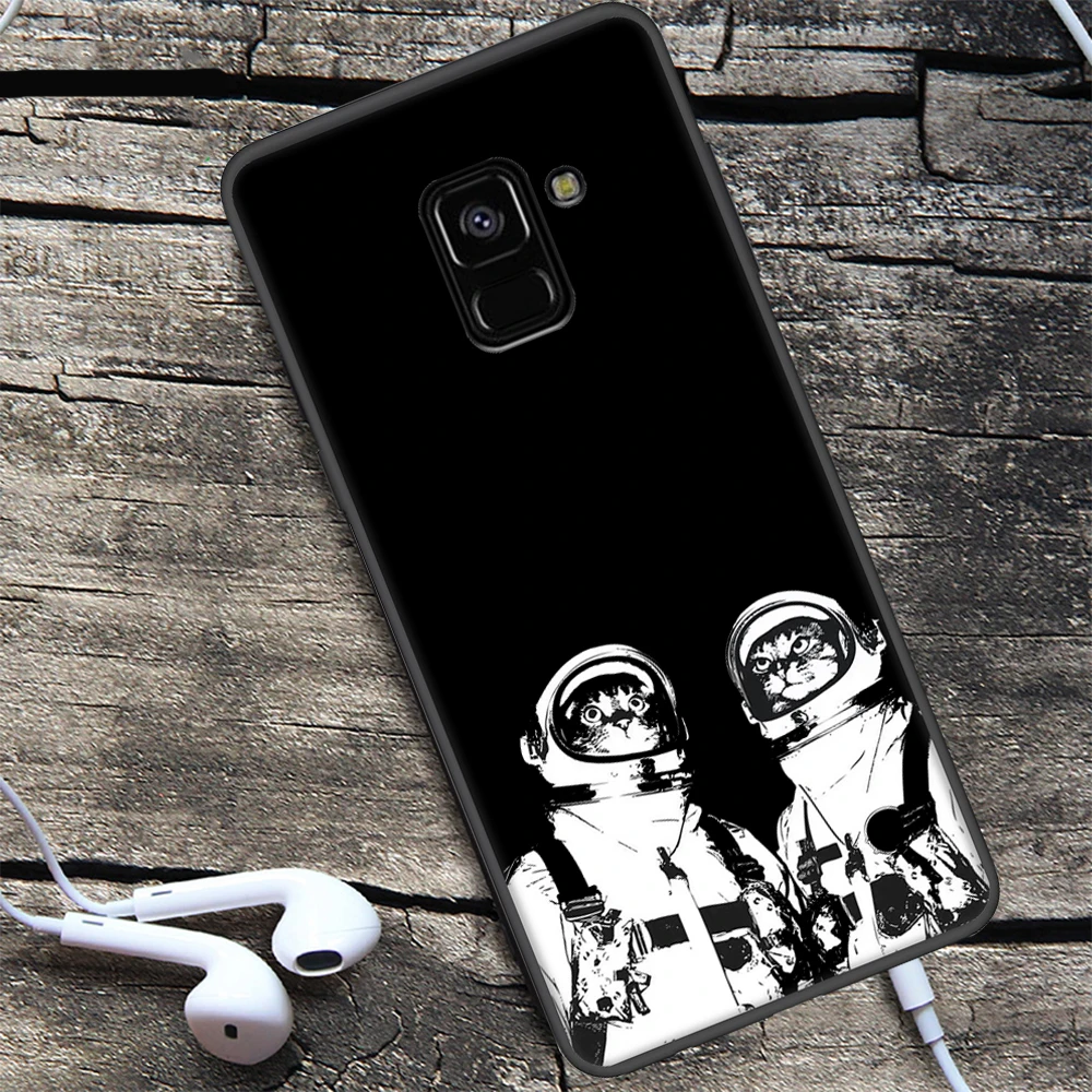 Матовый чехол с черным узором для samsung Galaxy A8 A6 Plus A8 A9 Star Lite A7 A5 A3, защитный чехол для телефона