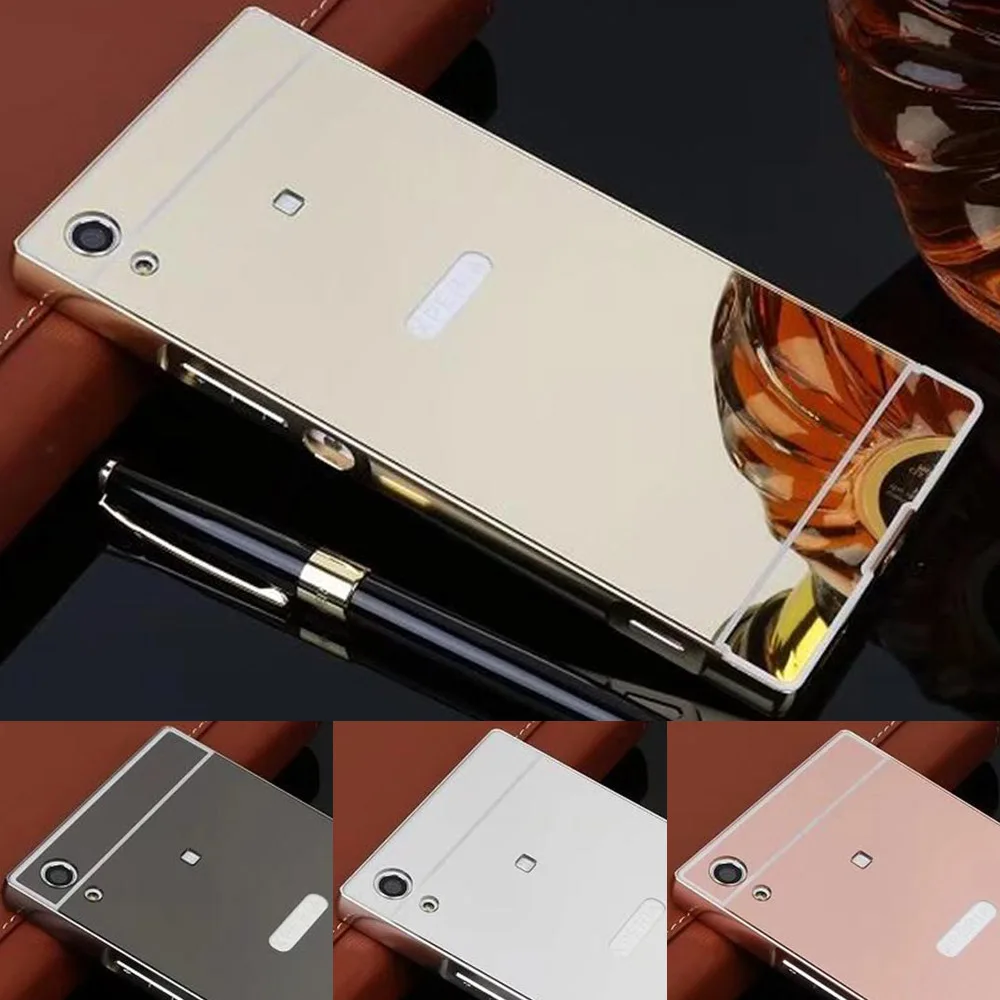 Для sony Xperia XA1 чехол Роскошный Алюминиевый металлический каркас зеркальная
