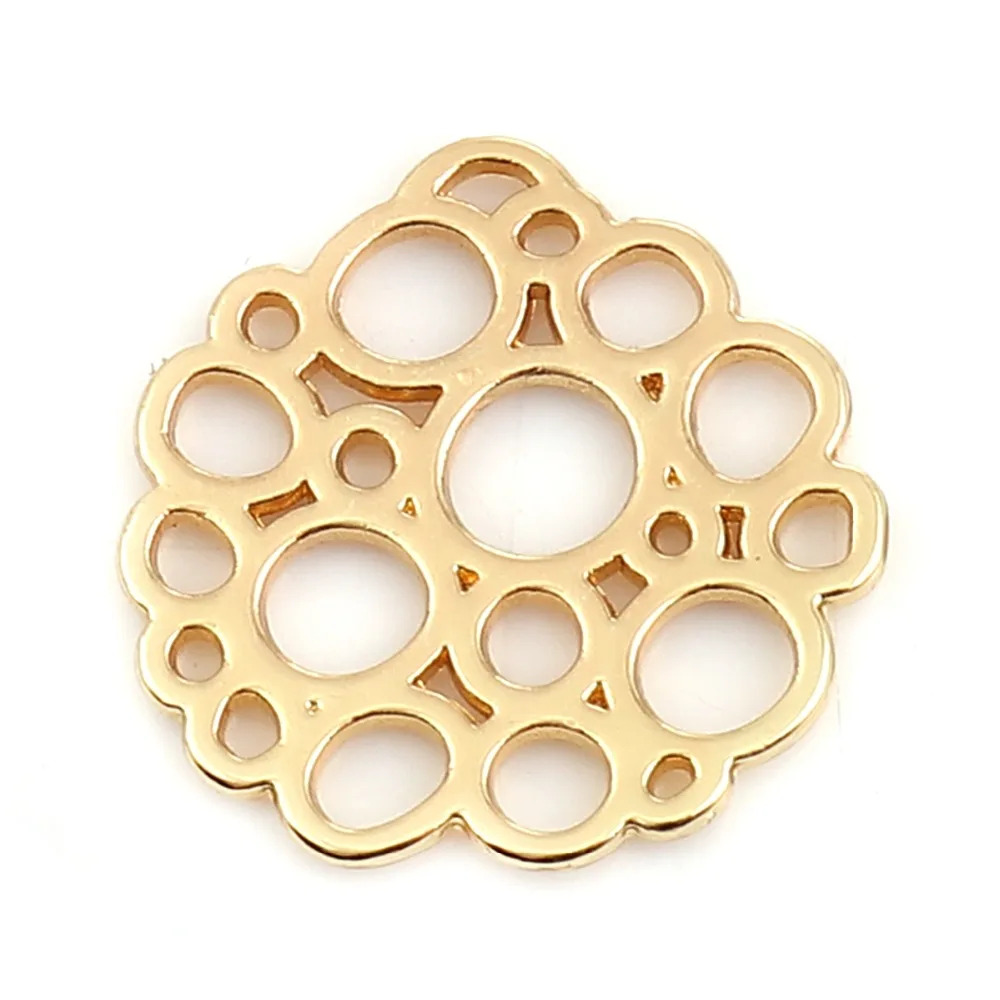 

DoreenBeads Zinc Based Alloy Connectors Irregular Gold Circle Hollow Jewelry DIY Charms 20mm( 6/8") x 19mm( 6/8"), 10 PCs