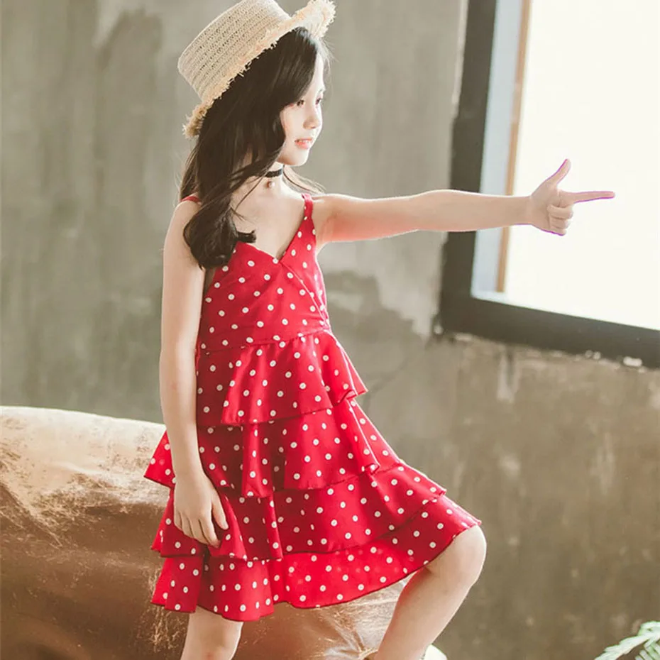 Платья для девочек платье в горошек платья детей без рукавов Детская