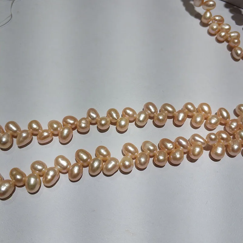 wheat shape JYX обновленная жемчужная DIY Форма пшеницы 5,5*7 мм розовый блеск пресноводный жемчуг струны нити DIY ювелирные изделия ручной работы 1" 1 струны - Цвет: wheat shape