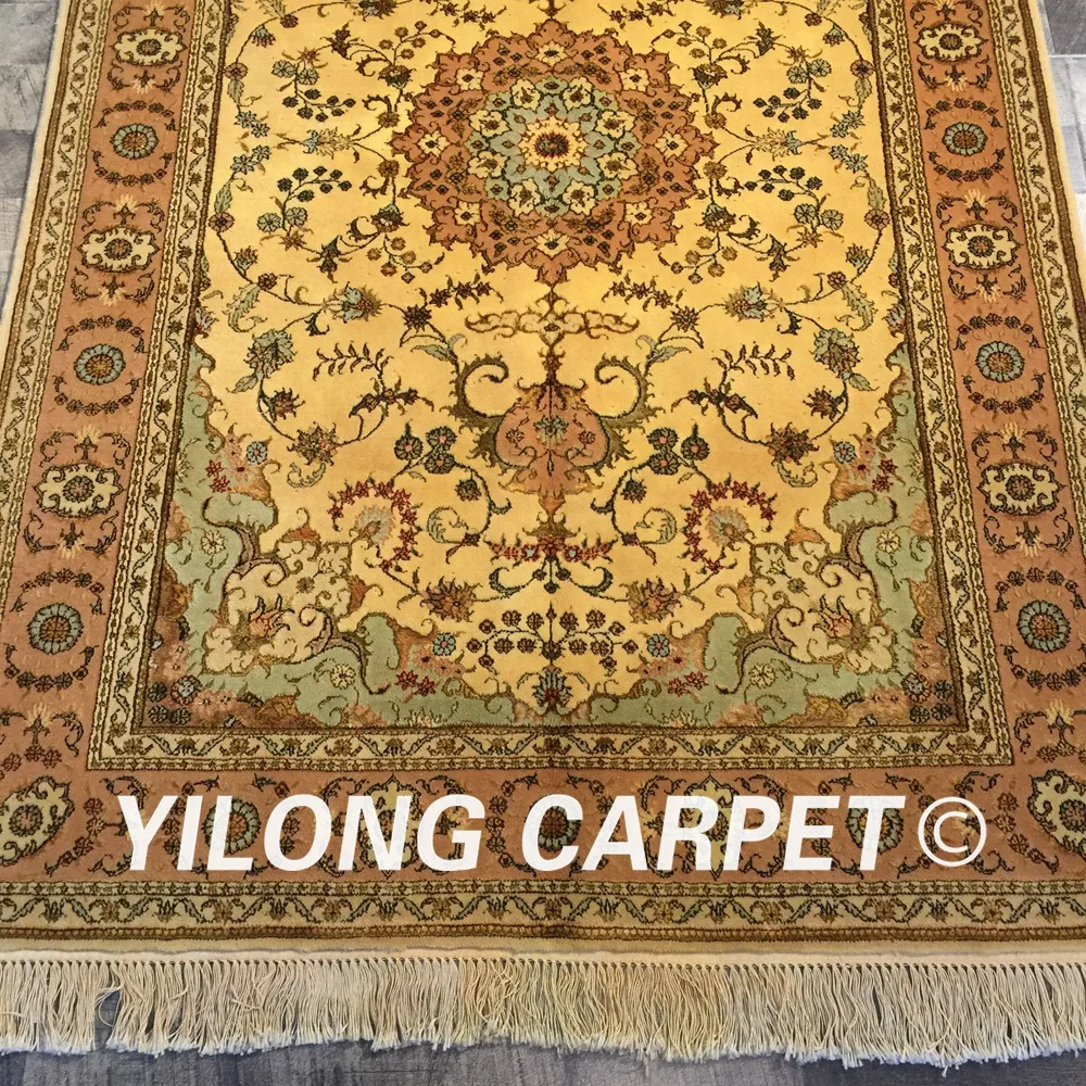 Yilong 4 'x 6' Ручная работа антикварный персидский шерстяной шелковый ковер