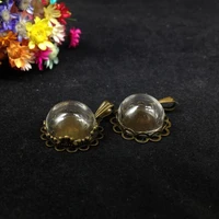 20pcs 15mm half glass bubble double laceflower tray connector necklace set glass globe bubble cover diy glass vials pendant