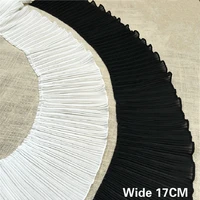 17cm wide white black elastic pleated chiffon garment lace trims collar ribbon curtains diy crafts sewing fabric guipure supply