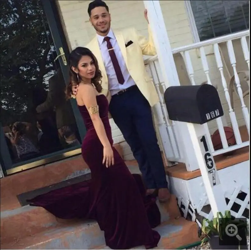 Modest Burgundy Velvet Mermaid Evening Dresses Custom Made Sweetheart Long evening Gowns formal celebrity dresses 2017 | Свадьбы и