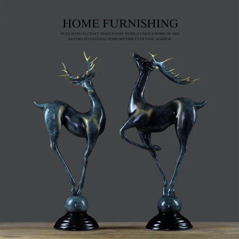Американский стиль смолы комплект два лось украшения дома олень дисплей