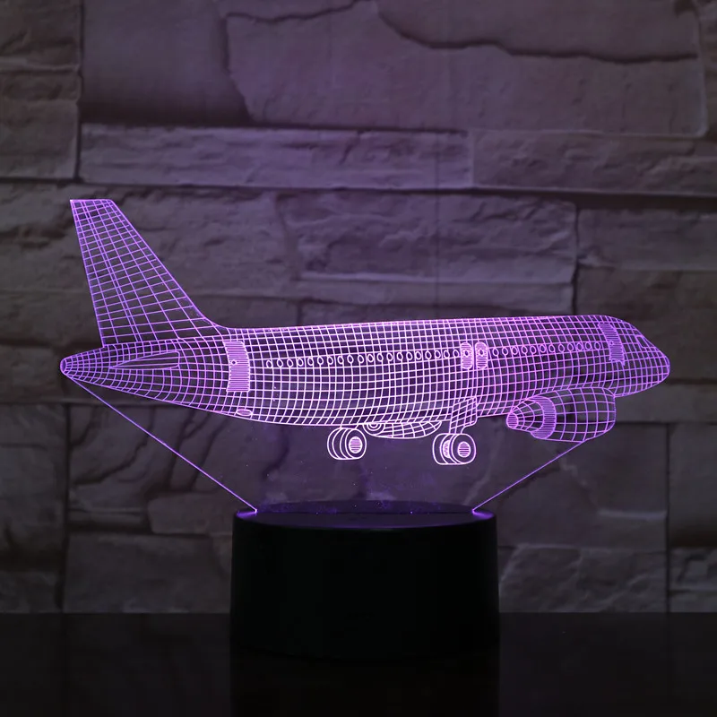 Ночник с абстрактным 3d-изображением самолета Настольный светильник изменением 7