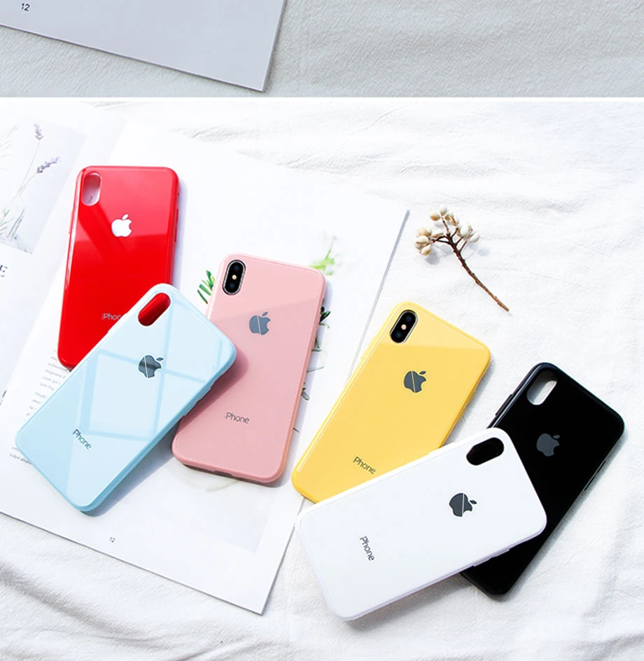 30D роскошный стеклянный чехол для Apple iPhone 6 6 S 7 8 плюс силиконовый чехол для телефона чехол с передним закаленным стеклом для iPhone Xs Max XR