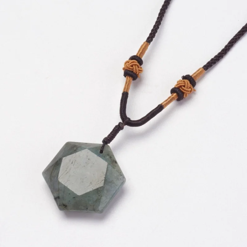 

Pandahall 10pc Natural Labradorite Pendant Necklaces with Nylon Cord Wholesale