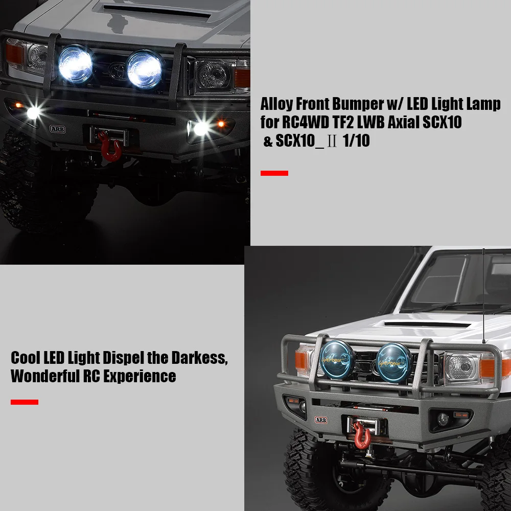 Передний бампер из сплава со светодиодный светильник лампой для RC4WD TF2 LWB Axial SCX10 2