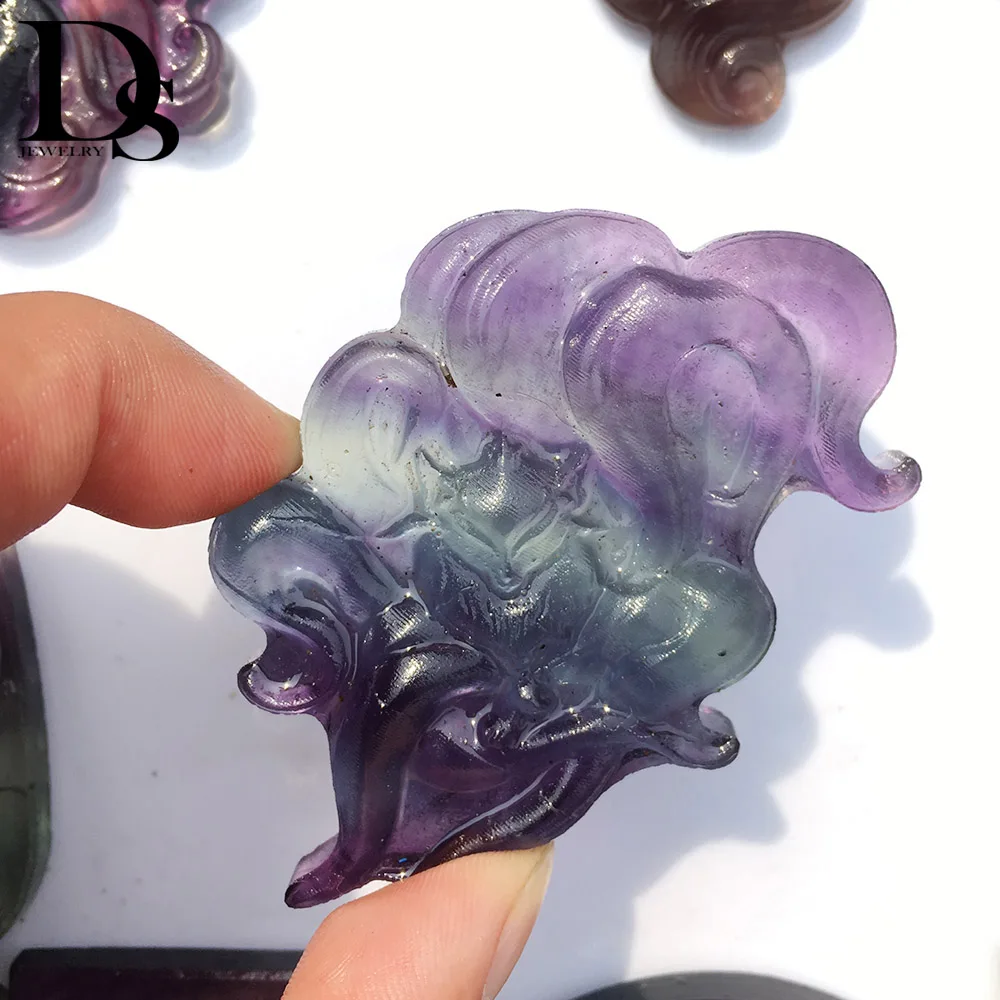 DS натуральный Радужный флюорит девять хвост лиса кулон кварцевый кристалл Gumiho