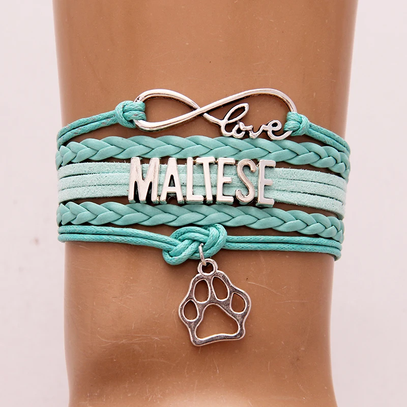 Браслет Infinity love Maltese для собак и домашних животных амулет лапа кожаный браслет