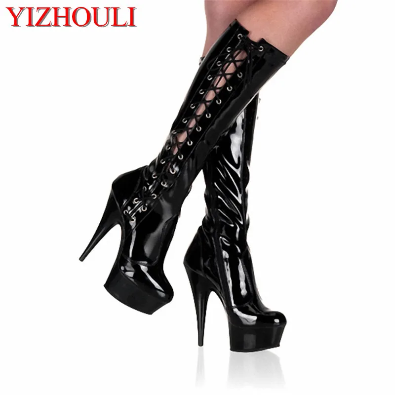 Dance Shoes Side lace-up boots 15CM high stiletto high heel waterproof platform pole dancing boots