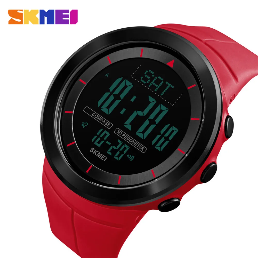 Red SKMEI 1403 спортивные часы мужские цифровые наручные часы уличные компас шагомер калории 50 м водонепроницаемые часы Relogio Masculino - Цвет: Red