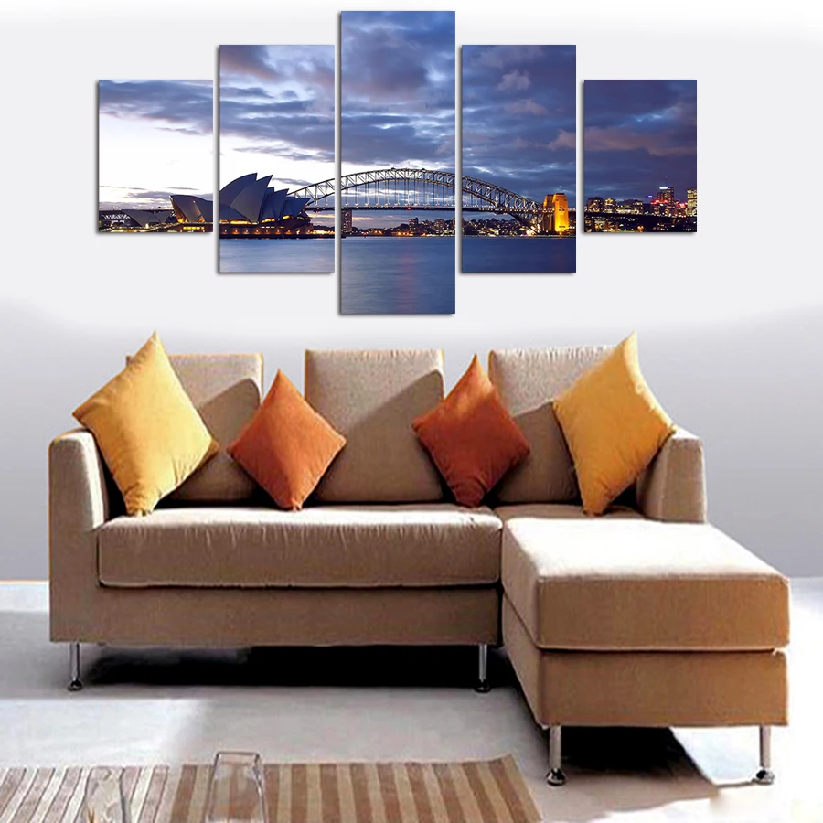 

5 Panels Seascape Painting Modern Home Wall Art Canvas Sailing Pictures For Wall Hanging Wall Pictures For Living Room Decor