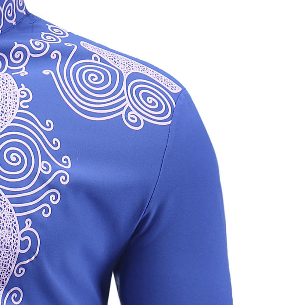 Африканская рубашка Мужская модная печатная Футболка с коротким рукавом