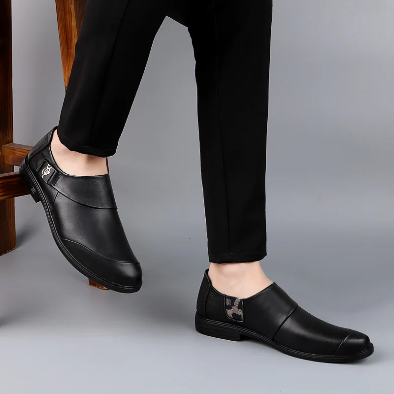 Лоферы мужские из натуральной воловьей кожи повседневные классические туфли без