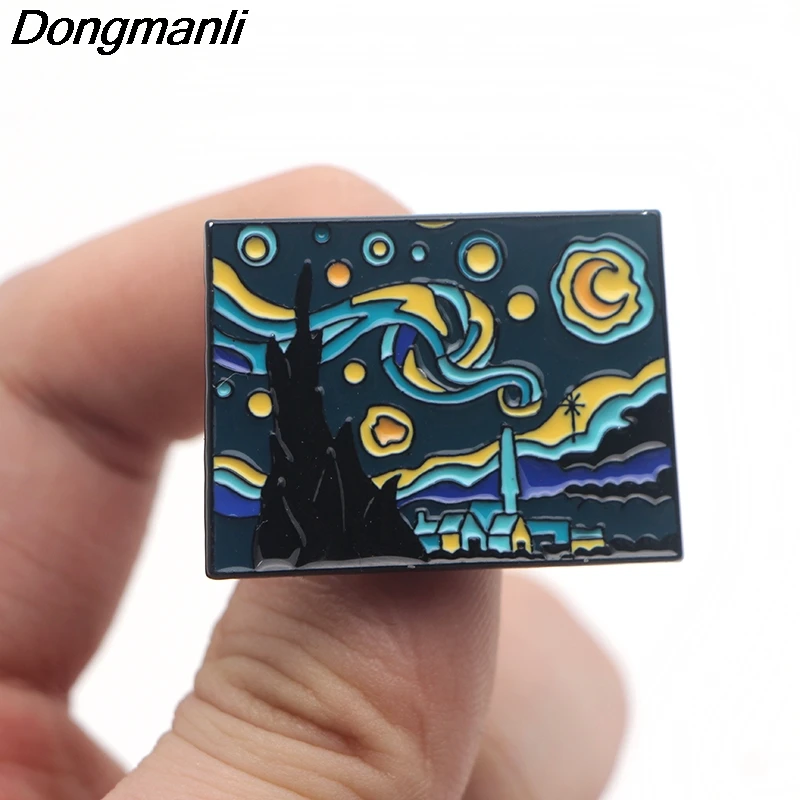 20 шт./лот оптовая продажа булавки DMLSKY Van Gogh художественная брошь звездная ночь