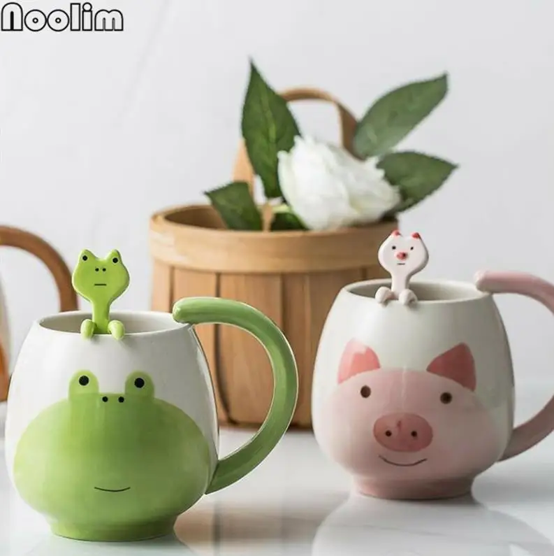 Милые Мультяшные чайные чашки с животными керамические японские кружки кофейная