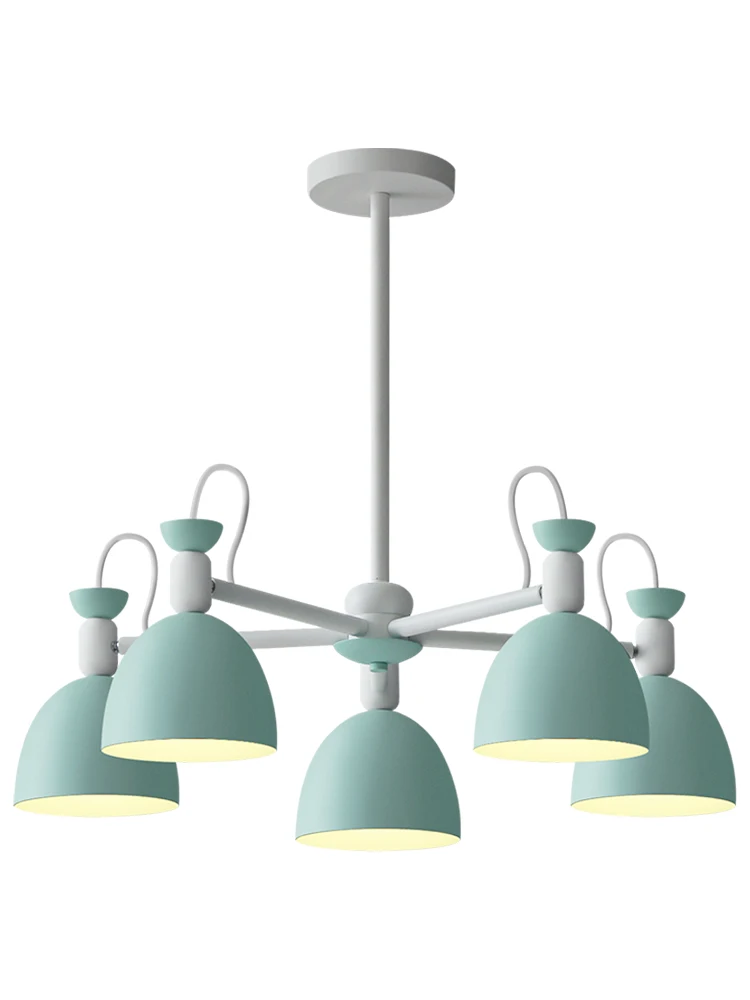 

Northern European creative study living room lamp personality restaurant bedroom wrought iron macaron candy pendant lamp