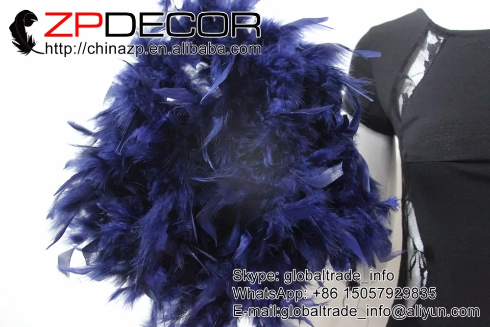 ZPDECOR перо 2 ярдов 80 г Хорошее качество пушистый и красивый темно синий Турция